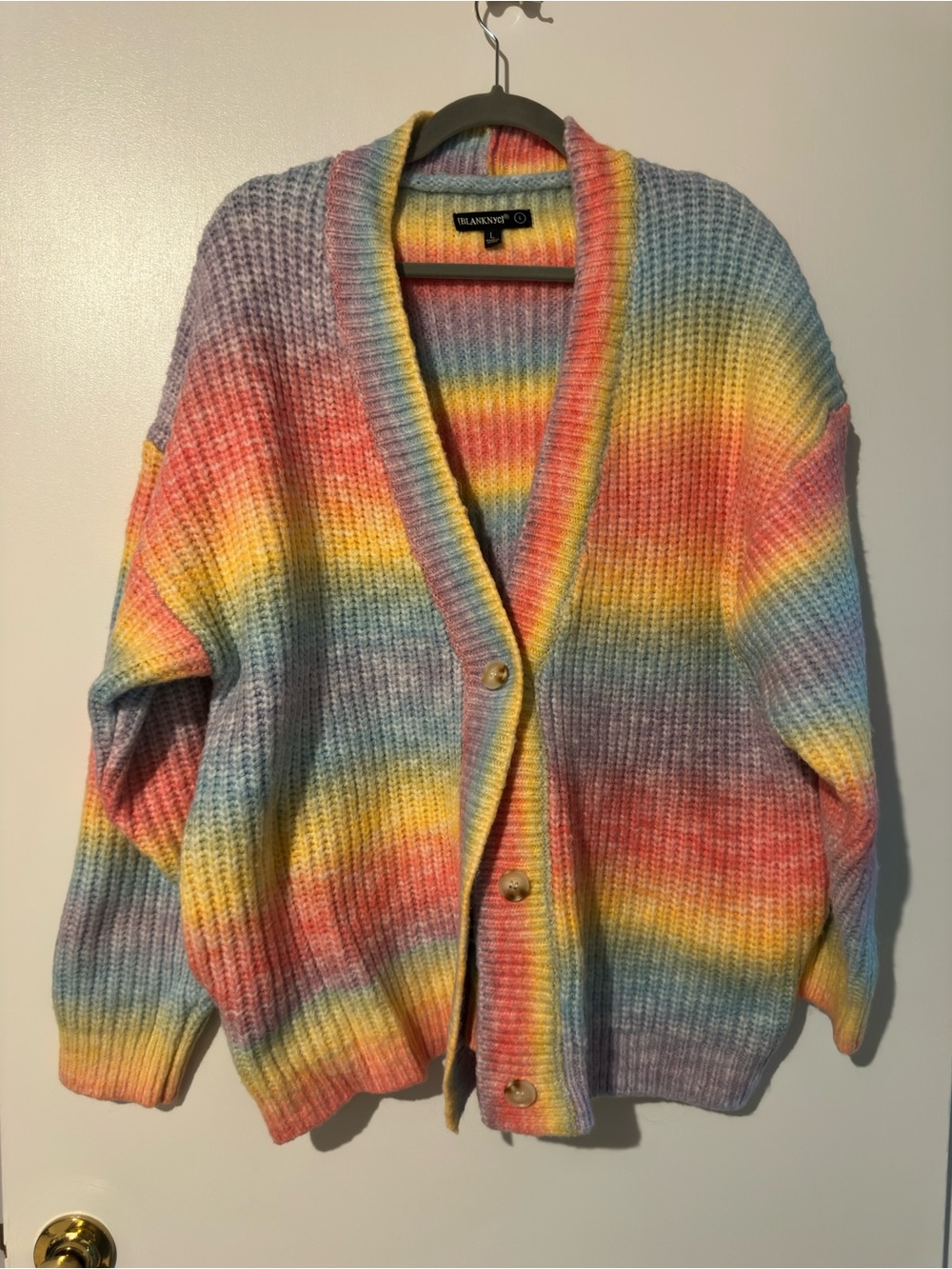 Blank NYC Rainbow Knit Button-Front Cardigan Sweater - Multicolor